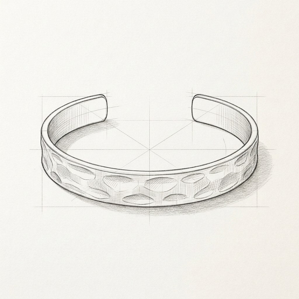 Technical drawing · The Amalfi Textured Gold Bracelet