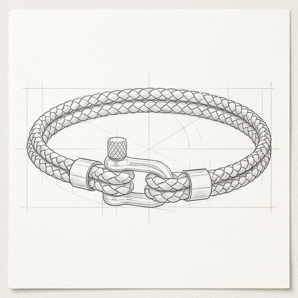 Disegno tecnico · The Anchor Navy/Silver Bracelet