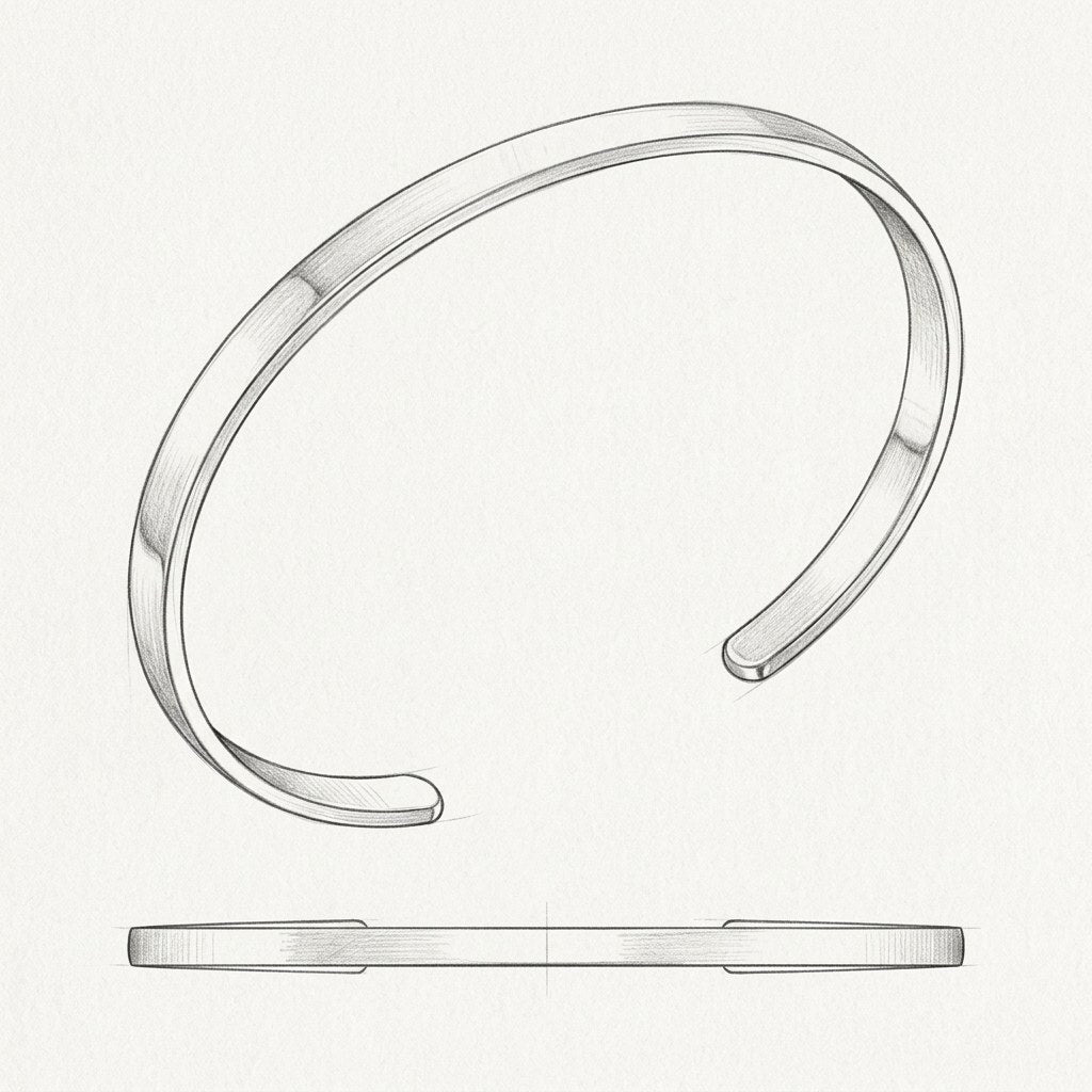 Technische Zeichnung · The Capri Slim Flat Silver Bracelet