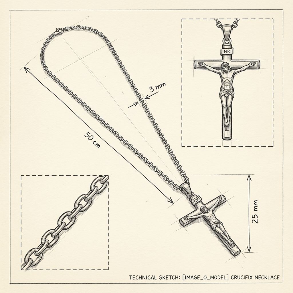 Disegno tecnico · The Crucifix Silver Chain