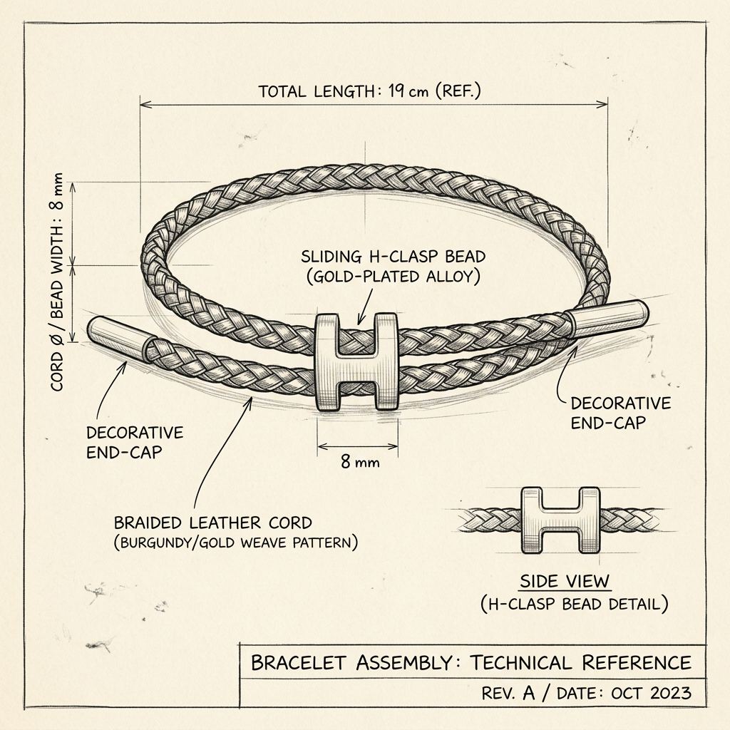 Disegno tecnico · The Monaco Bordeaux & Gold Bracelet