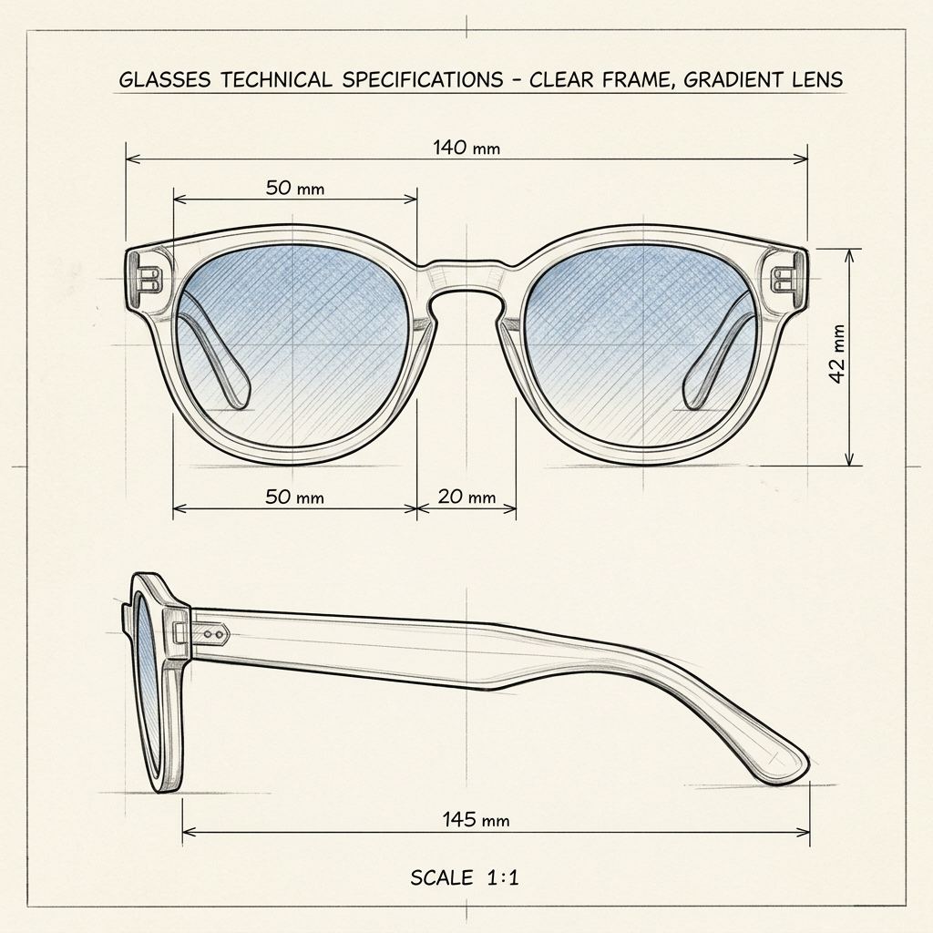 Technical drawing · The Positano Crystal Sunglasses