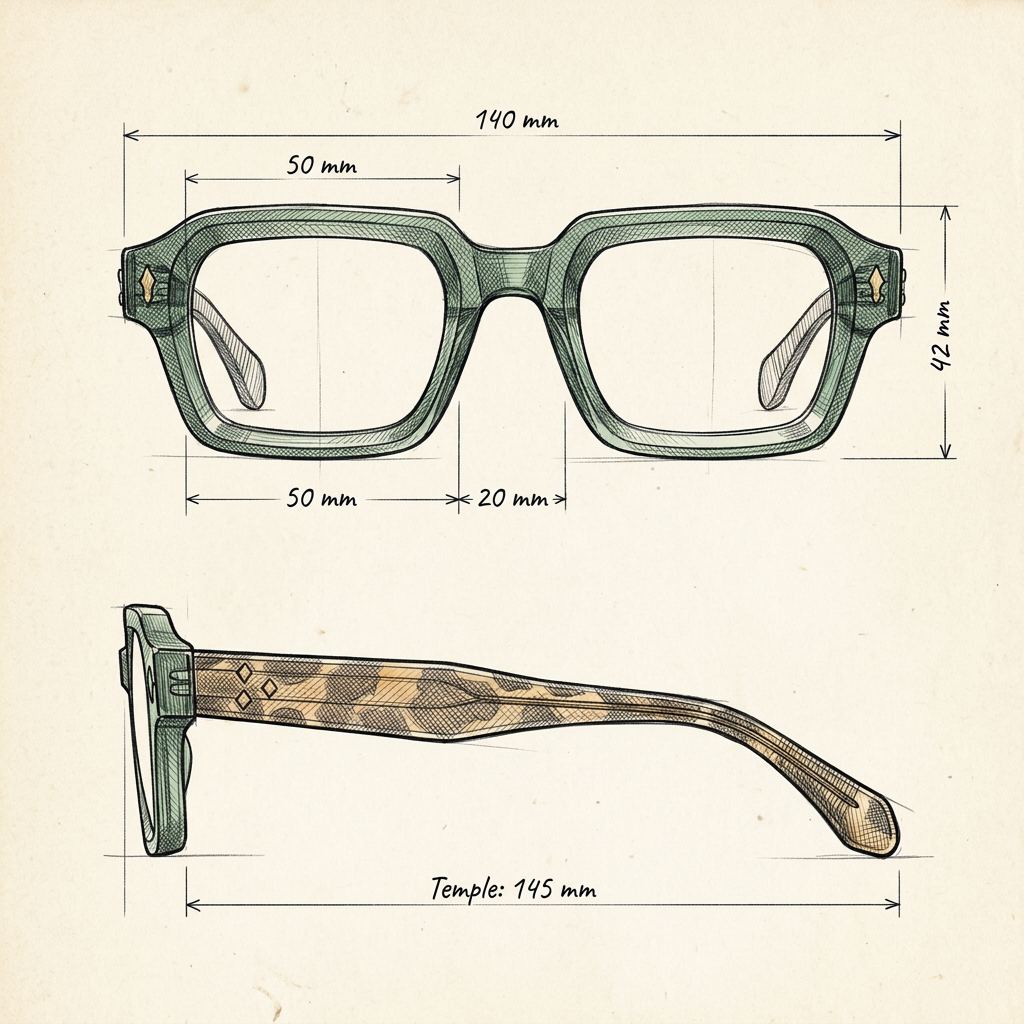 Technische Zeichnung · The Monopoli Leopard Green Sunglasses