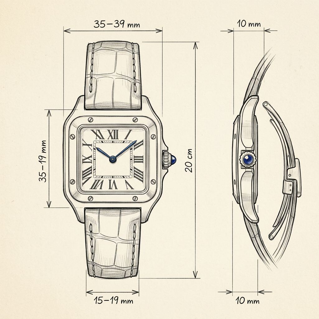Technical drawing · The Prestige Black/Gold Watch