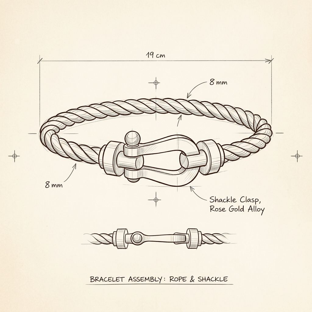 Dessin technique · The Riviera Navy Rose Gold Bracelet