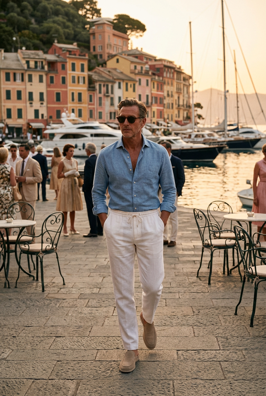 The Ostuni Linen Beige Trousers