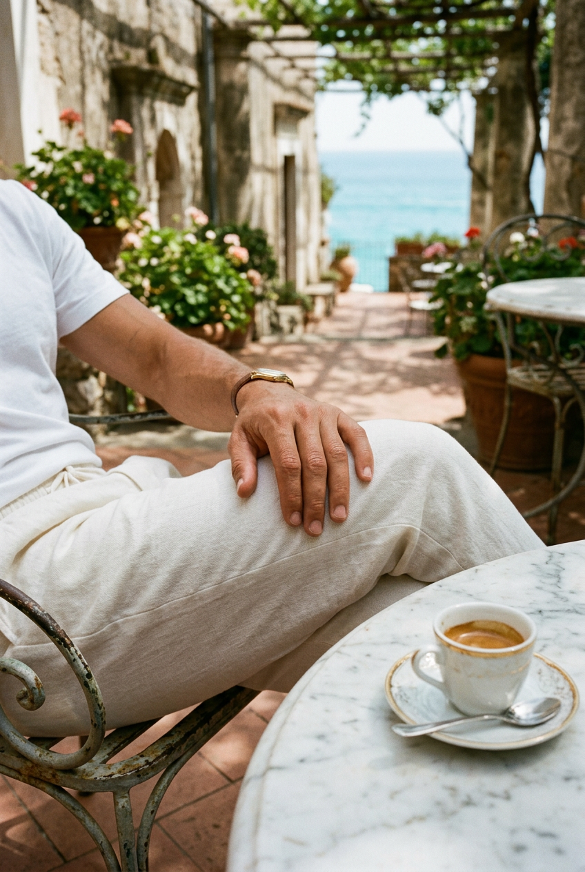 Drawstring and pocket detail – Ostuni white