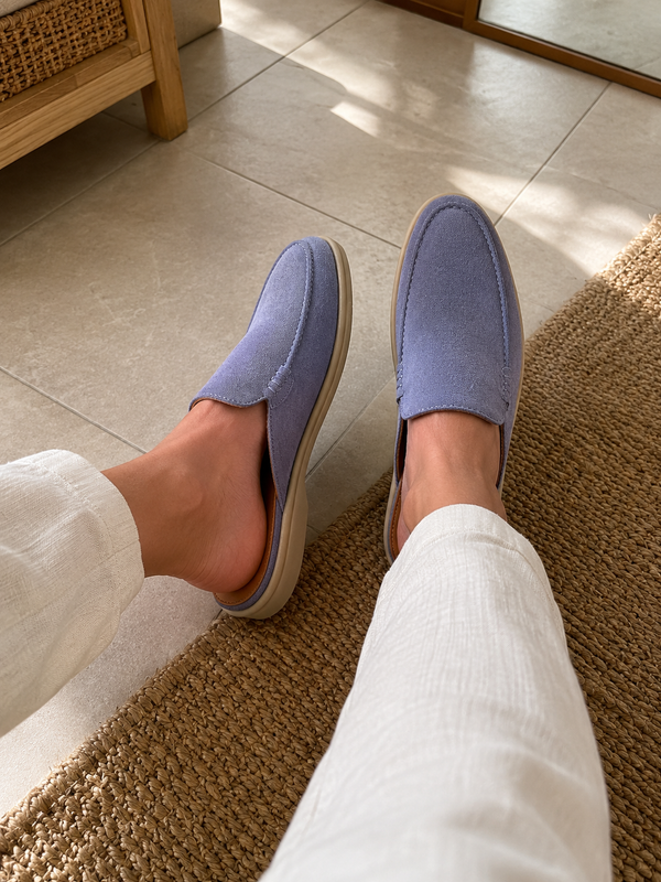 The Capri Light Blue Suede Mule