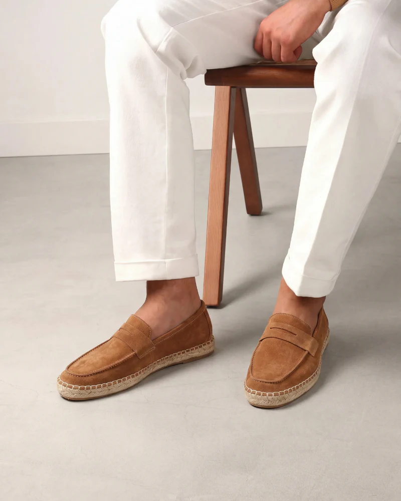 The Bellagio Espadrillas worn with white trousers