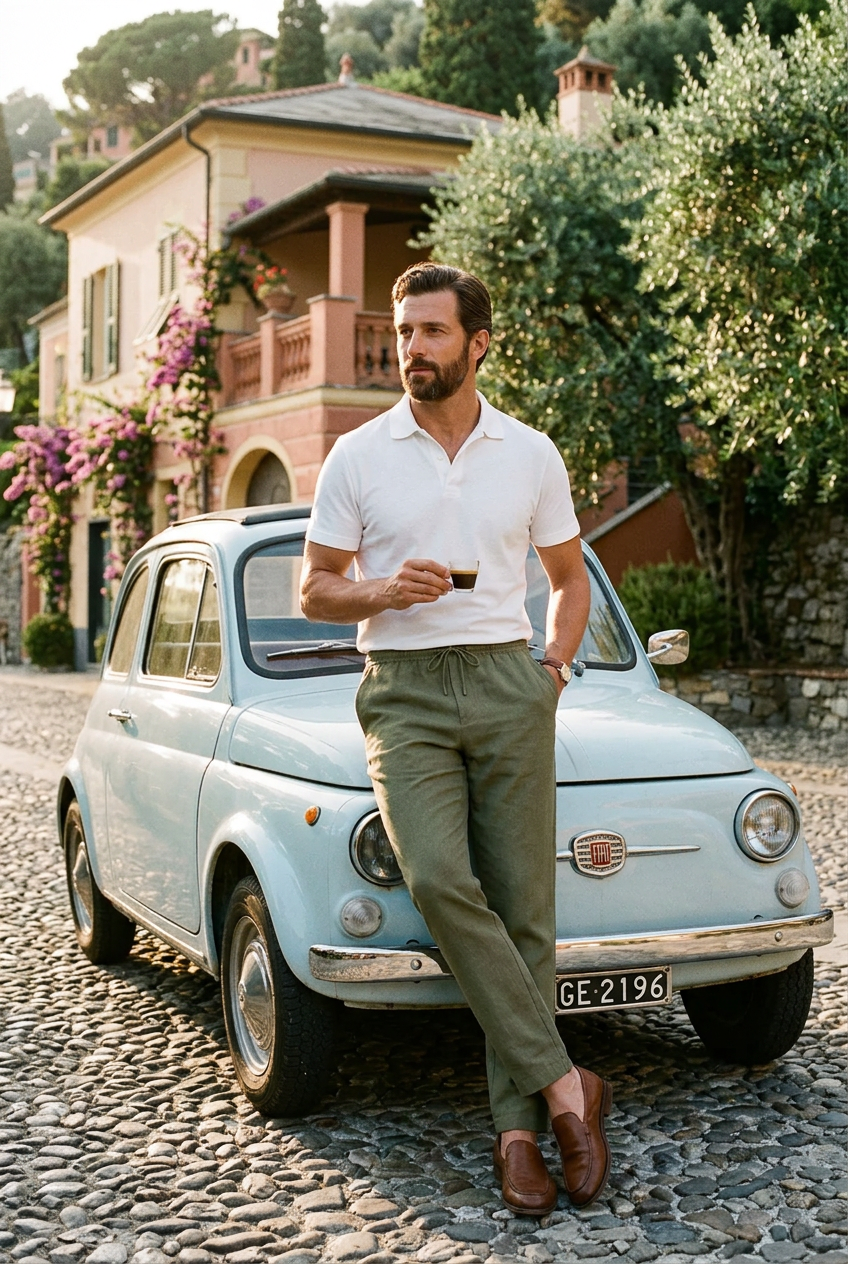 The Ostuni Linen Navy Trousers