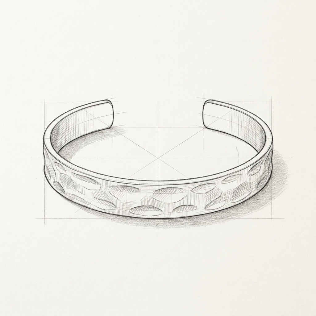 Disegno tecnico · The Amalfi Textured Silver Bracelet