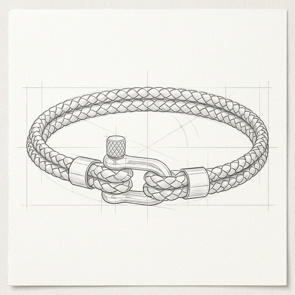 Disegno tecnico · The Anchor Coffee/Silver Bracelet