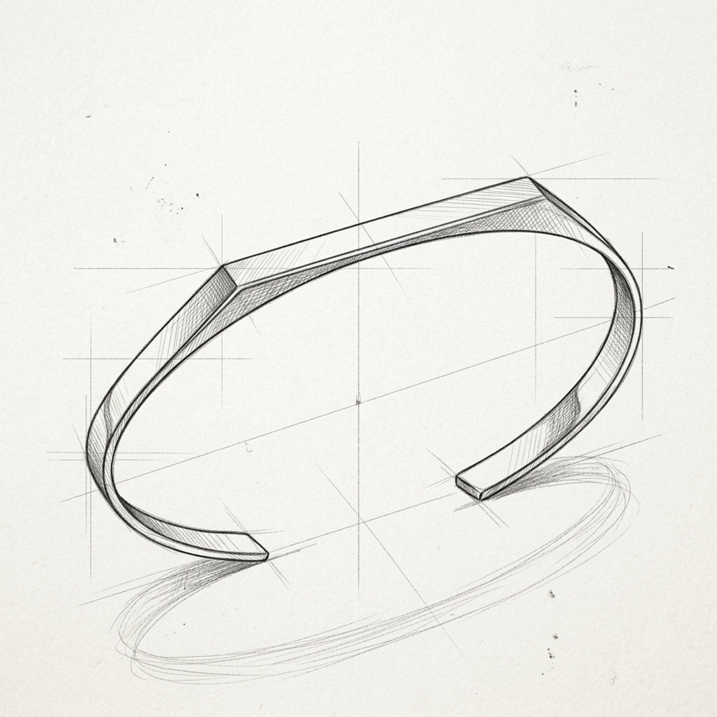 Disegno tecnico · The Aura Signet Silver Bracelet