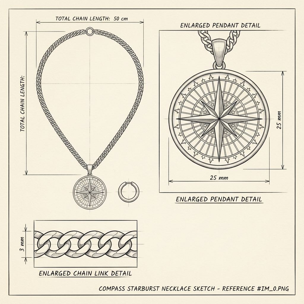 Disegno tecnico · The Compass Silver Chain