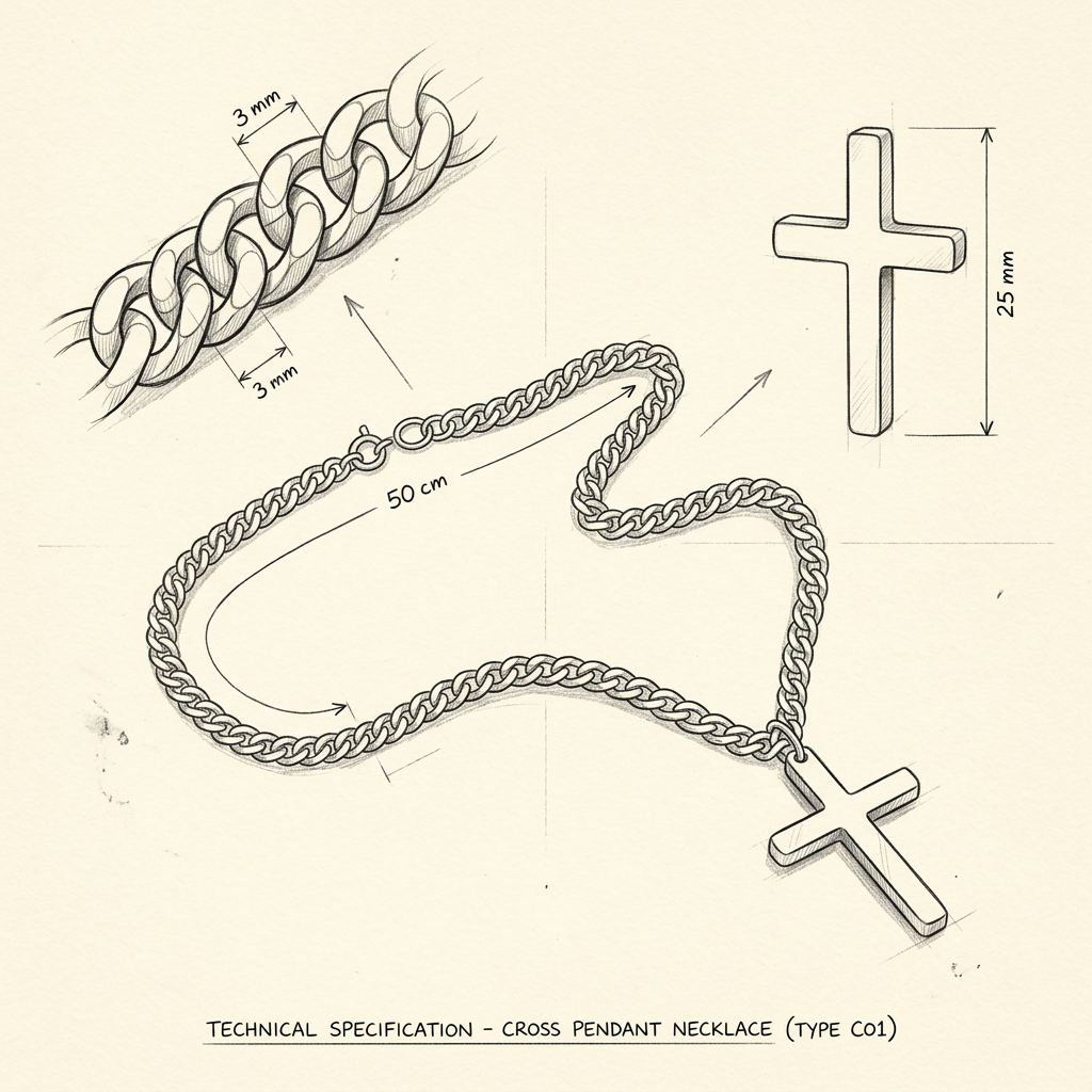 Disegno tecnico · The Cross Silver Chain