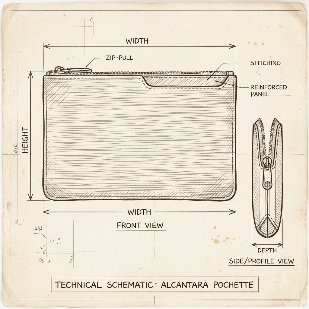 Disegno tecnico · The Forte Alcantara Dark Grey Pochette