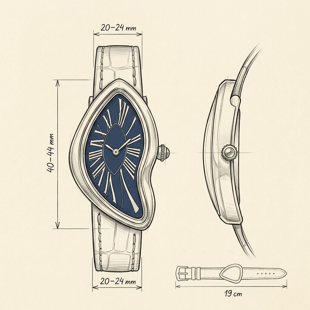Disegno tecnico · The Mirage Black/Blue/Gold Watch