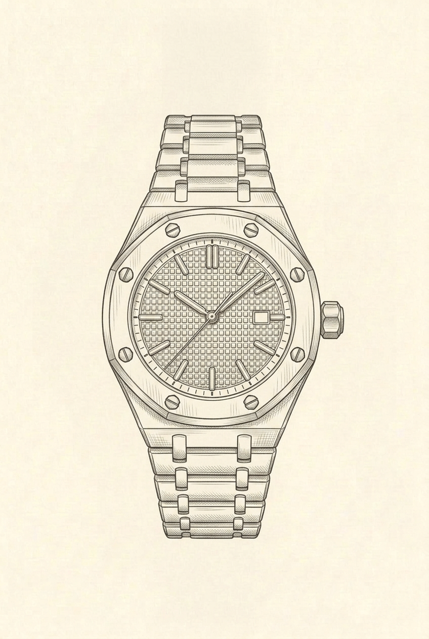 Disegno tecnico · The Monaco Rose Gold/Navy Watch