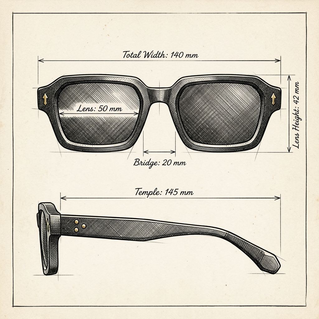 Disegno tecnico · The Monopoli Black Sunglasses