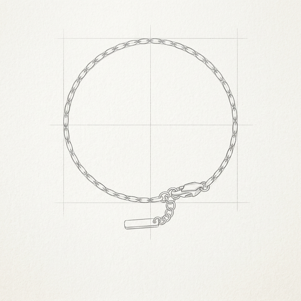 Disegno tecnico · The Royal Wire Silver Bracelet