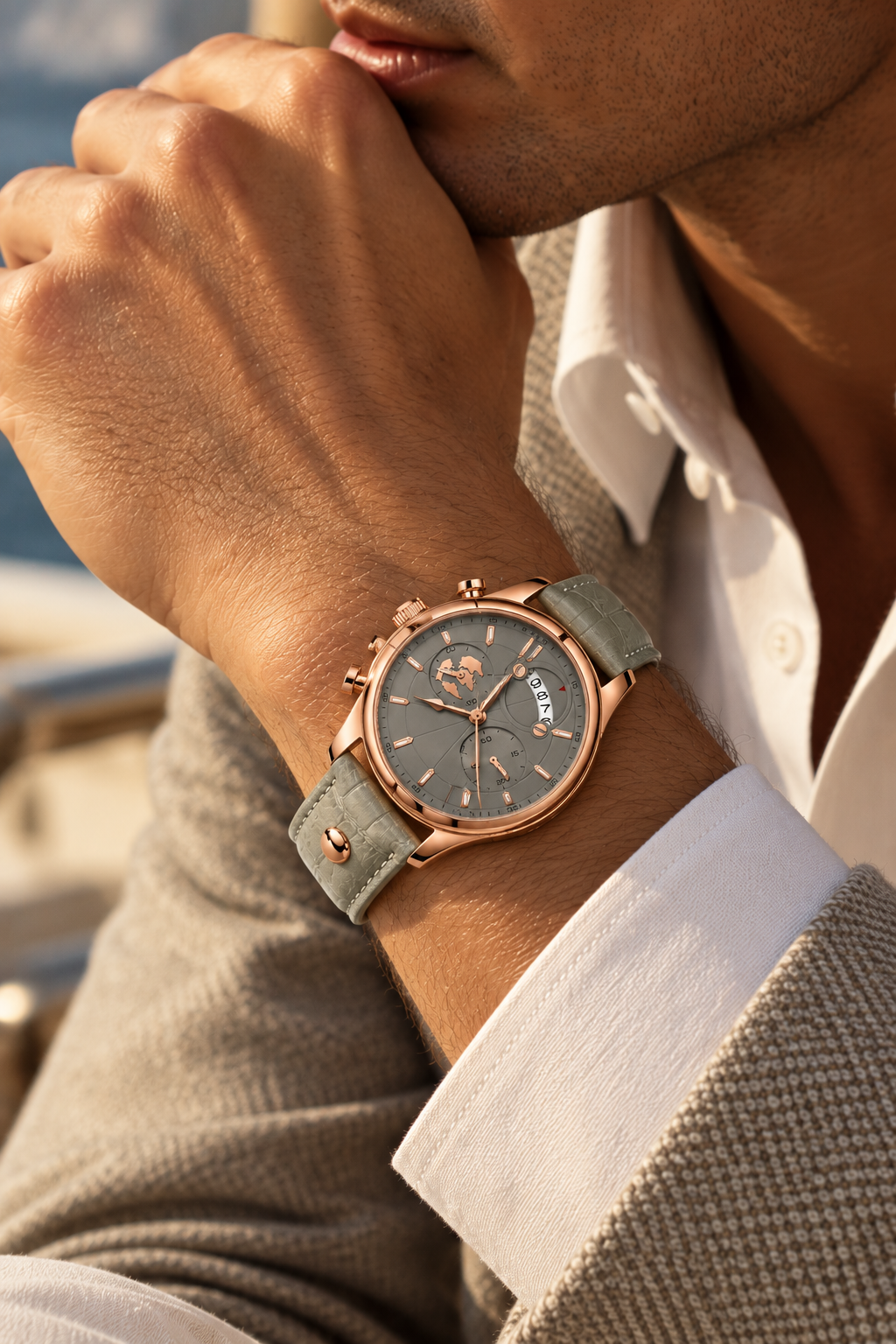 Die Portofino Explorer Uhr Grau/Mint/Roségold