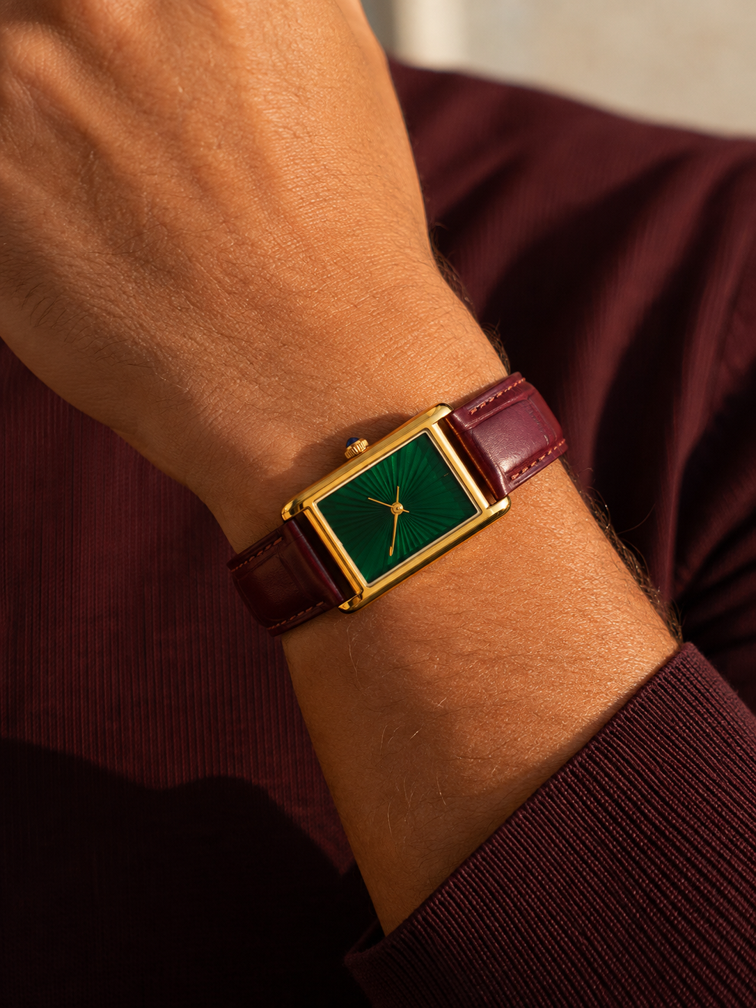The Riviera Bordeaux/Gold/Green Watch