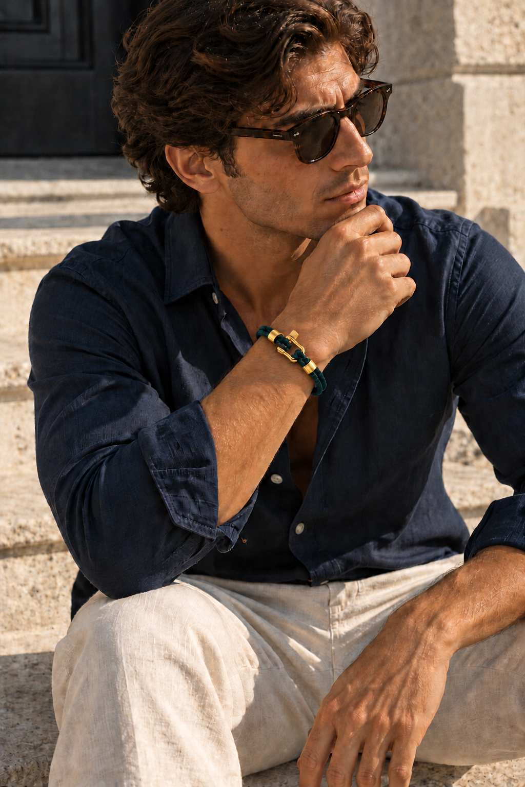 Le bracelet Riviera Light Blue Rose Gold