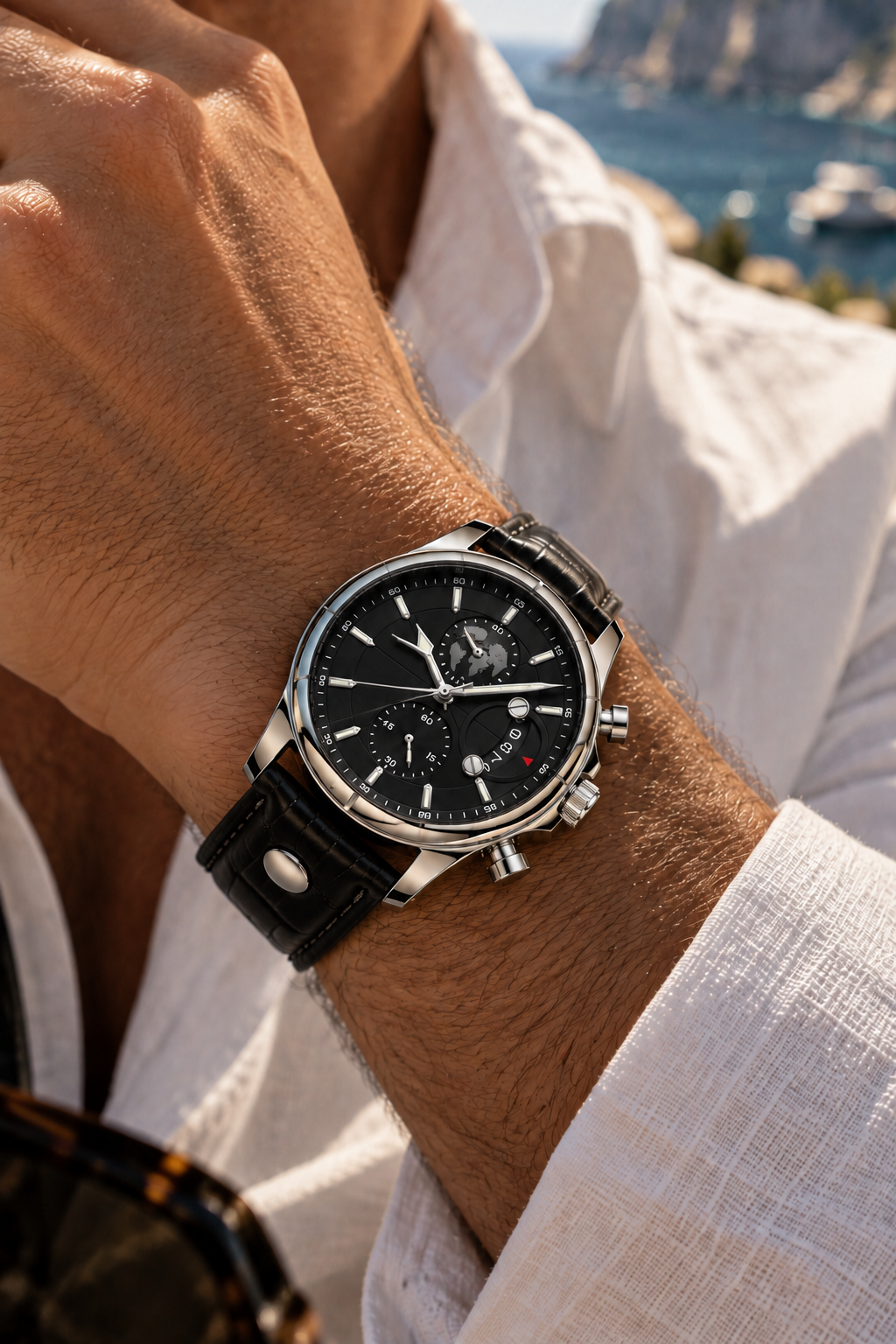 The Portofino Explorer Black/Silver Watch