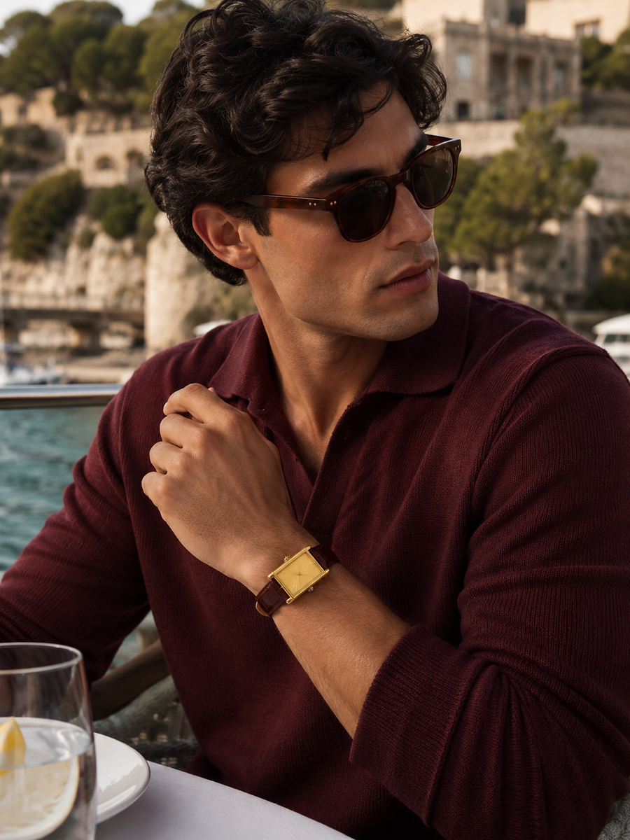 The Riviera Bordeaux/Gold Watch