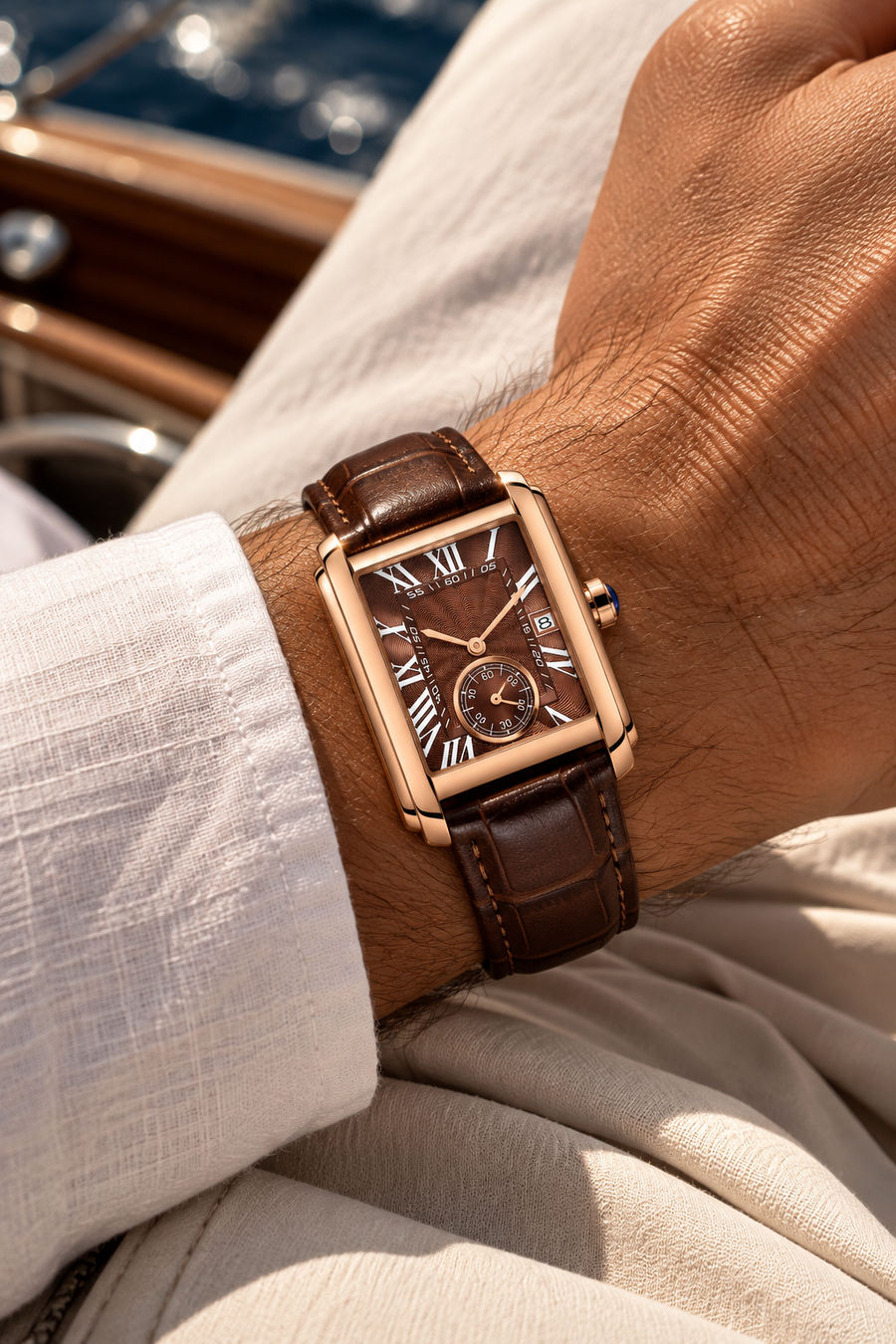 Le bracelet Riviera Light Blue Rose Gold