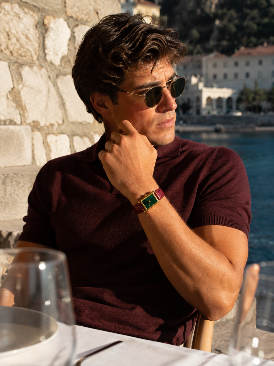 The Riviera Bordeaux/Gold/Green Watch