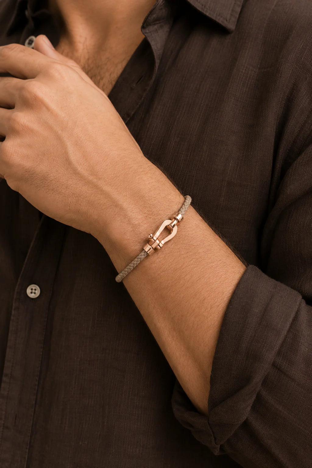 Das Riviera Beige Roségold Armband