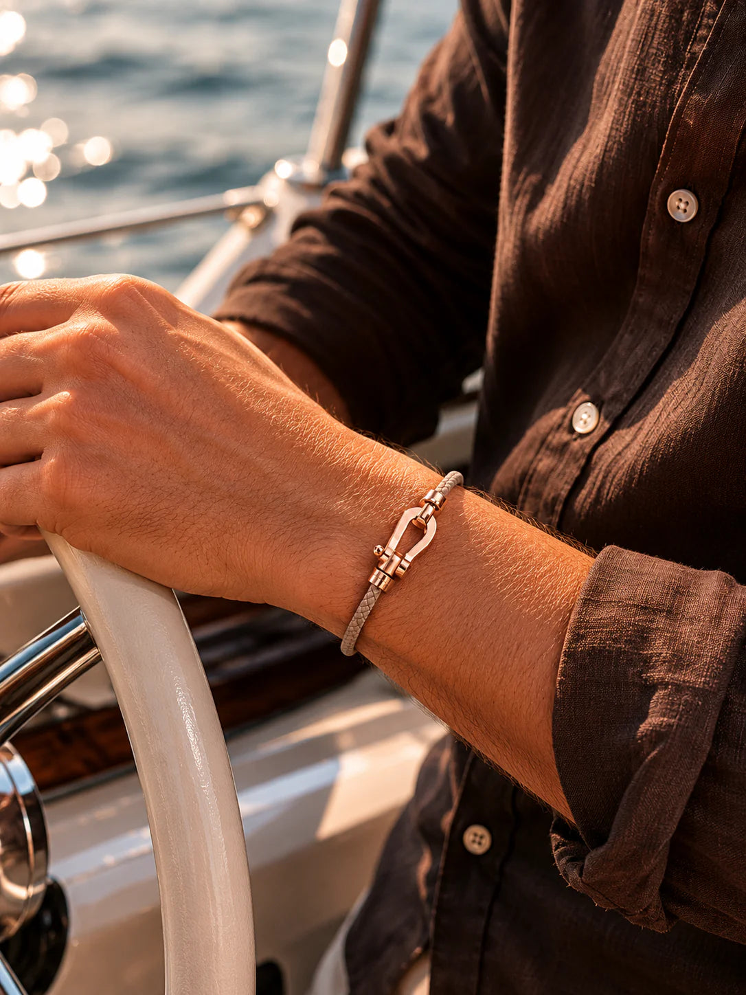 Das Riviera Beige Roségold Armband