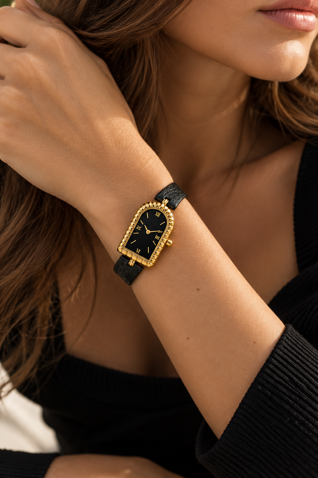 The Amalfi Black/Gold Watch