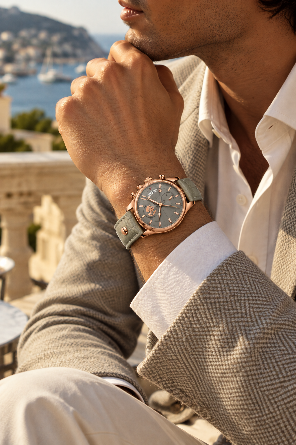 Die Portofino Explorer Uhr Grau/Mint/Roségold