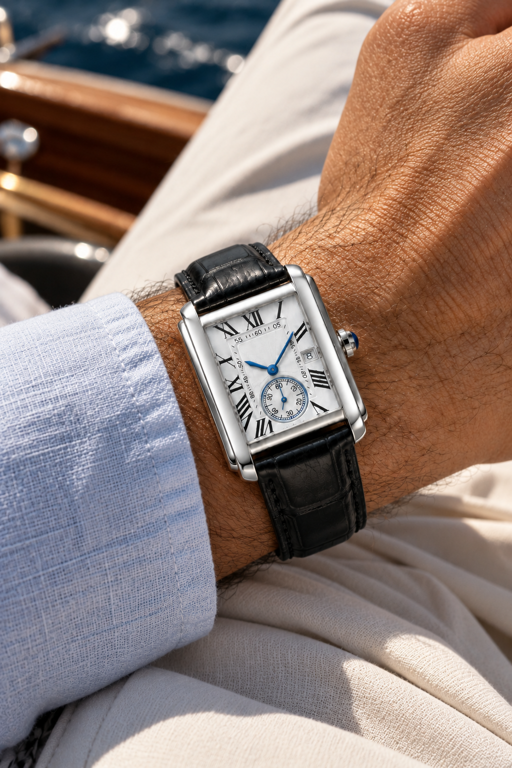 Die Amalfi Uhr in Schwarz/Silber