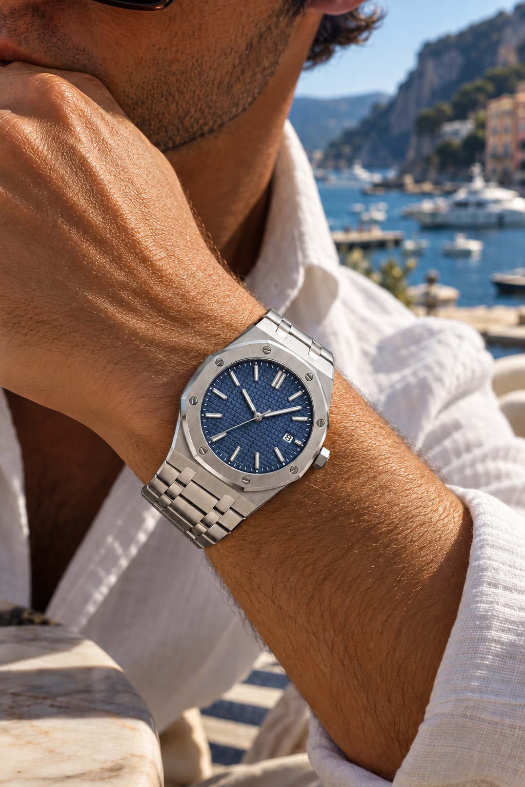 The Monaco Silver/Navy Watch