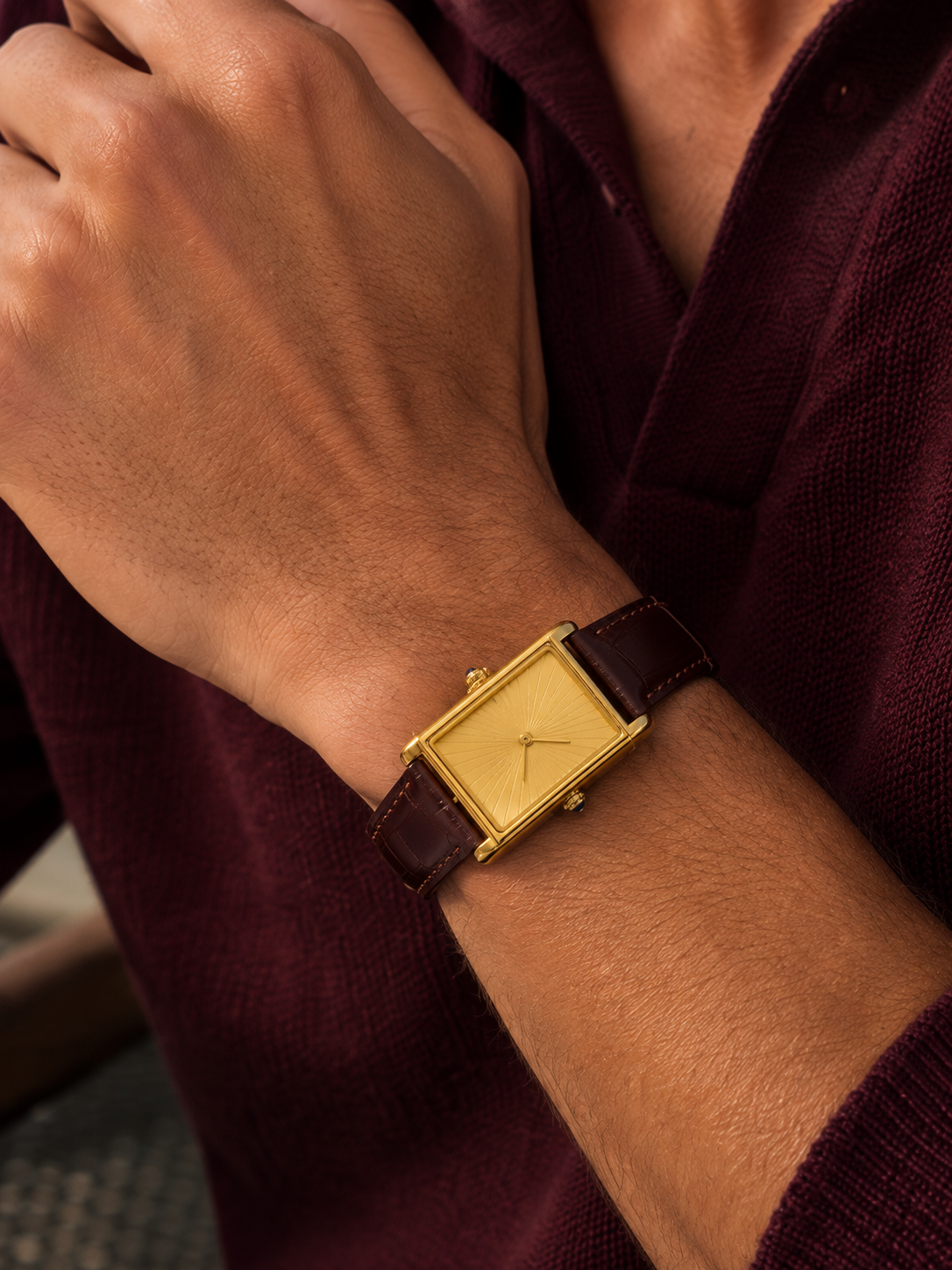 The Riviera Bordeaux/Gold Watch