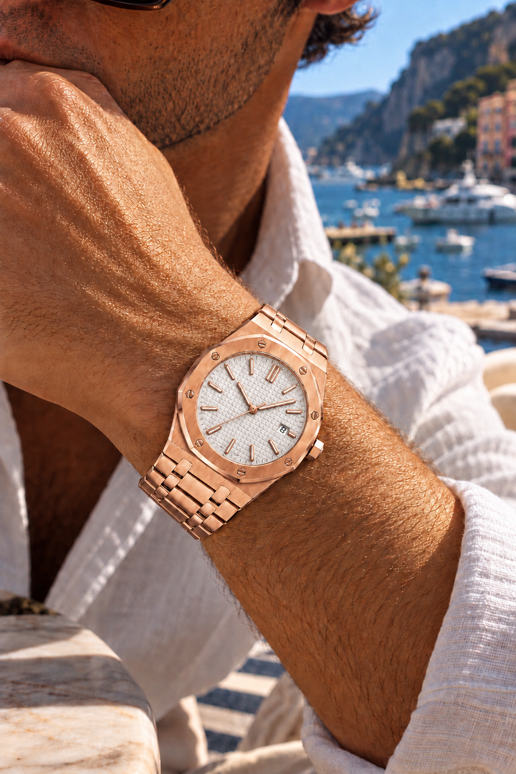 The Riviera Light Blue Rose Gold Bracelet