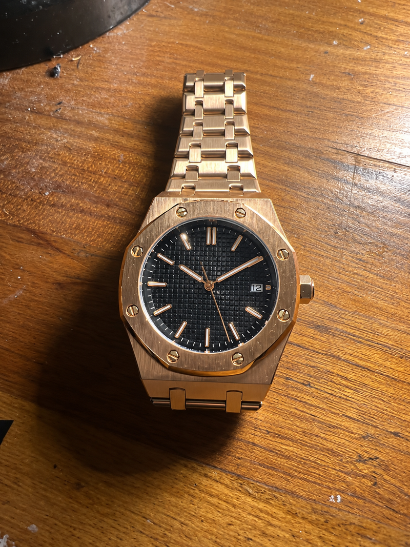 The Monaco Rose Gold Grey Watch