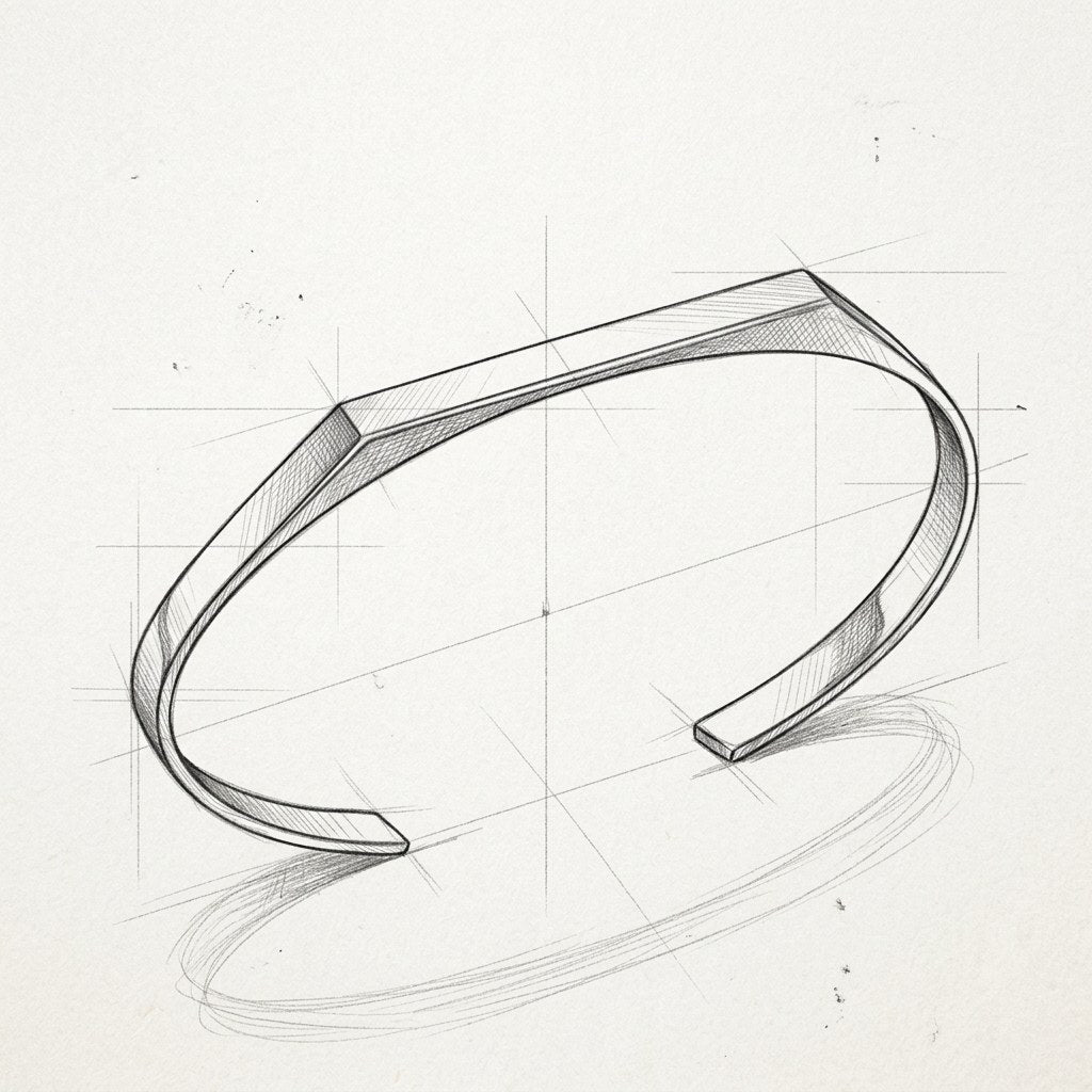 Technical drawing · The Aura Signet Gold Bracelet