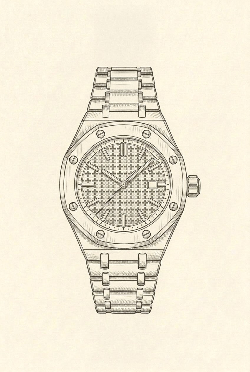 Technical drawing · The Monaco Silver/Grey Watch
