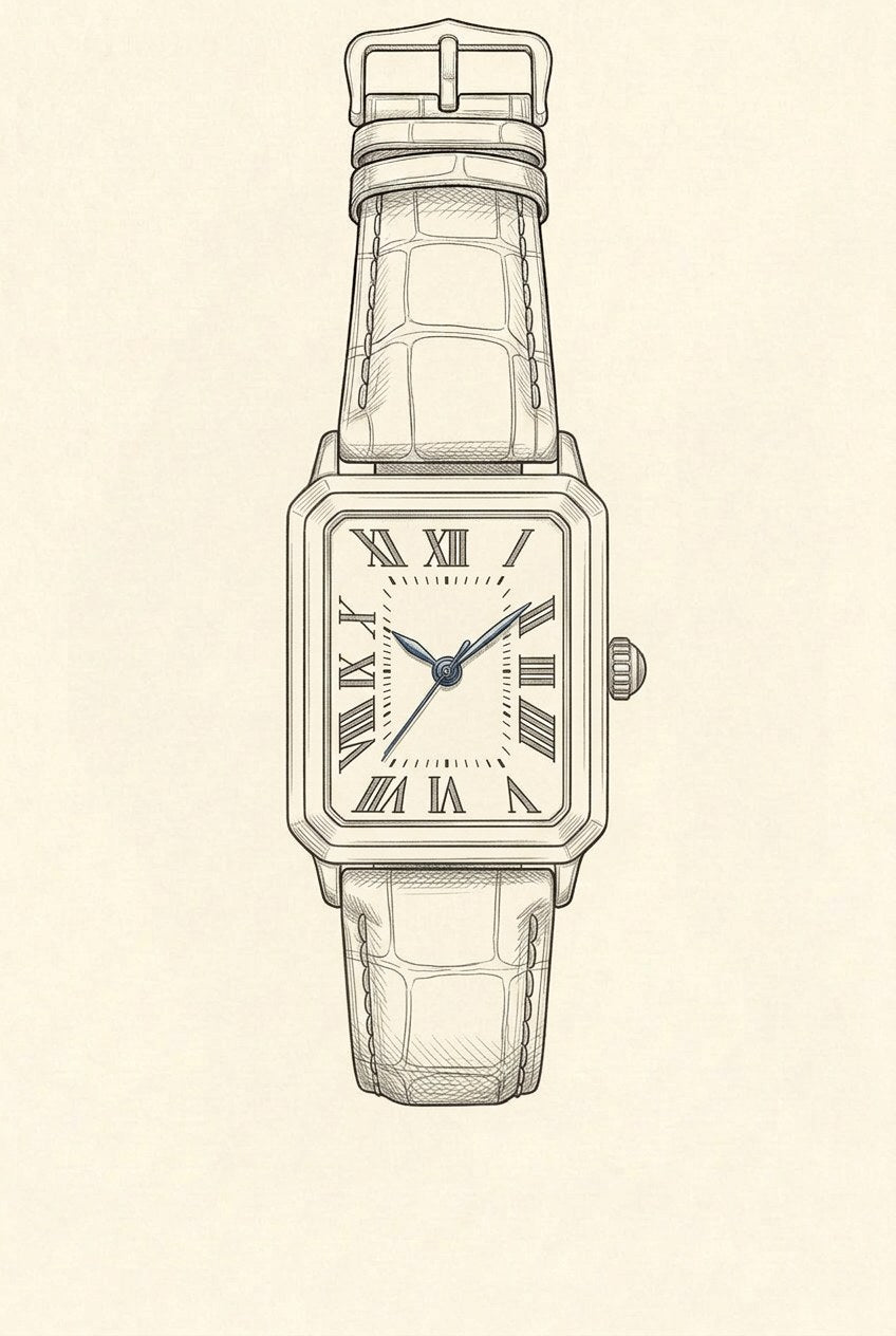 Dessin technique · The Positano Black/Rose Gold Watch